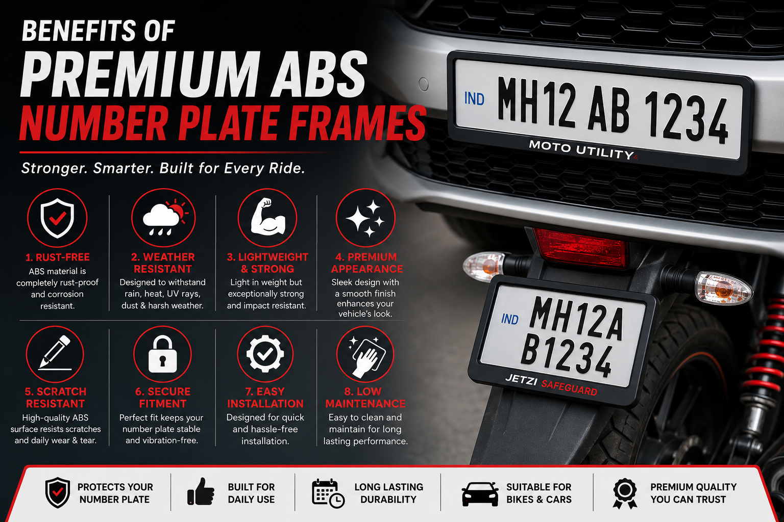 Benefits of Premium ABS Number Plate Frames for Bikes and Cars.?